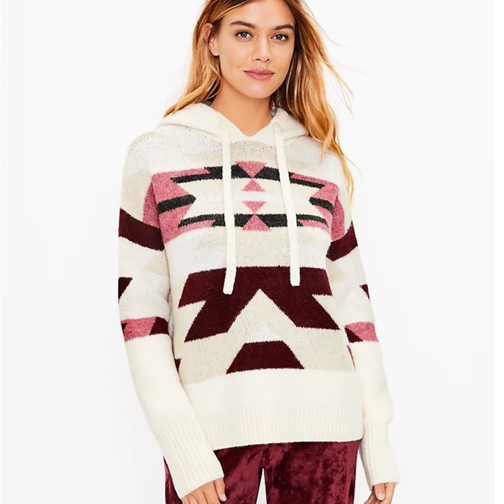 Lou & Grey Slopeside Aztec Hoodie Sweater Size Extra Small NWT